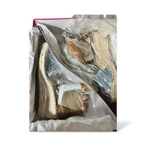 Vince Camuto Beige and Black Wedge Sandals